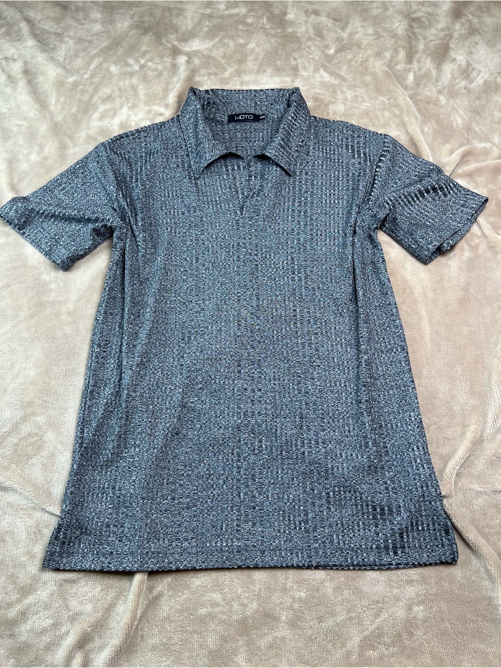 MOTO Classic Grey Collared Short Sleeve Regular Fit Golf Shirt - Sz M